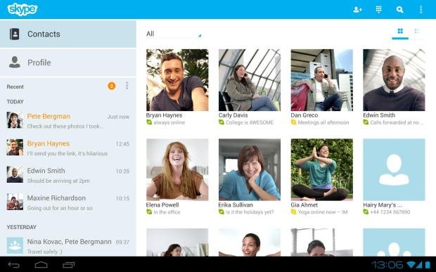 Skype: Tablet-Version für Android, Messenger-Kontakte für Windows 8