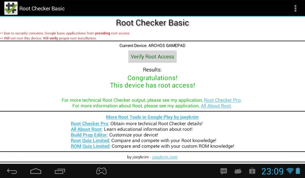 Archos GamePad gerootet und erstes kleines Update