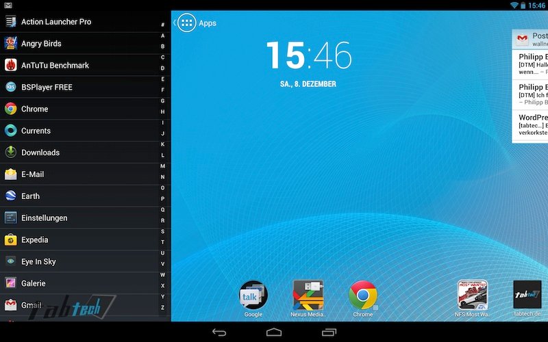 Action Launcher auf dem Google Nexus 10 im Hands On