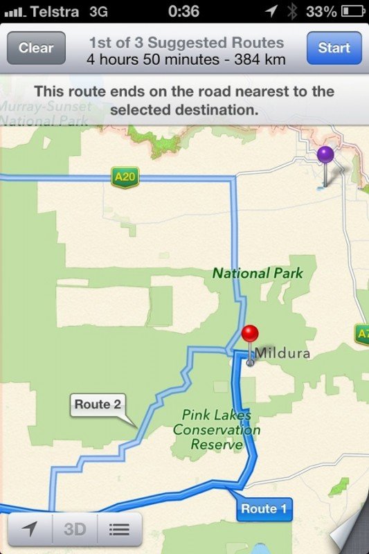 Australische Polizei: Bitte kein Apple Maps rund um Mildura verwenden - Update: Apple bessert umgehend nach