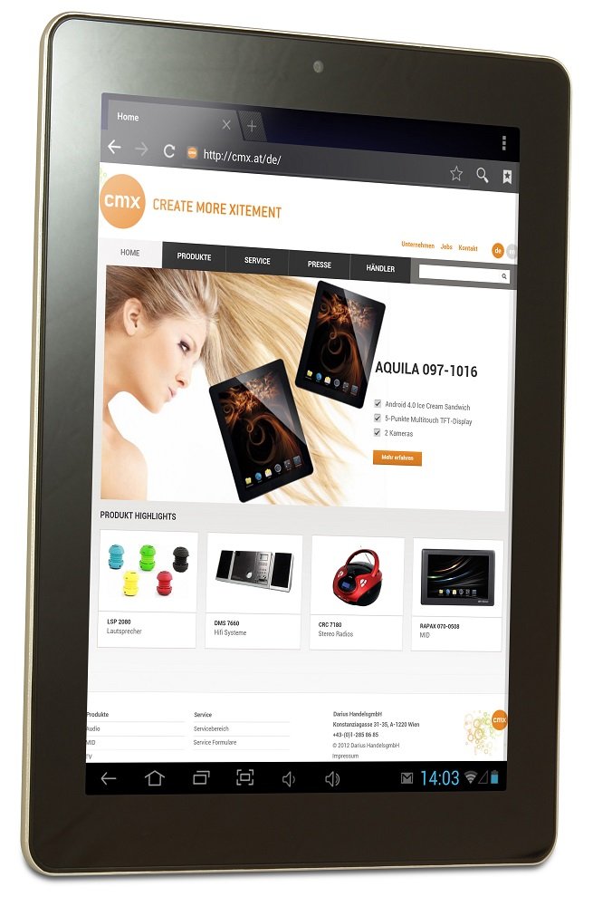 cmx Clanga Tablets: 9.7 Zoll Display mit 2048 x 1536 Pixeln, Quad Core CPU und UMTS aus Österreich