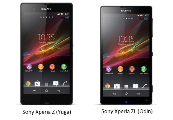 Sony Xperia Z (Yuga) und Xperia ZL (Odin) auf Pressebildern