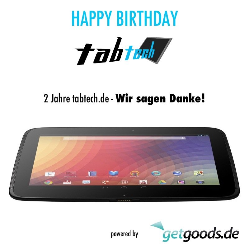 Happy Birthday: 2 Jahre tabtech.de - Gewinnt ein Nexus 10 - Update: Gewinner gezogen