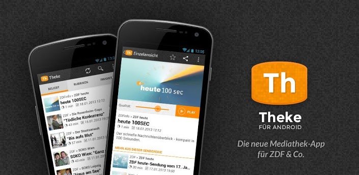 Theke: Die ZDF-Mediathek mit Holo-Design auf dem Android-Gerät