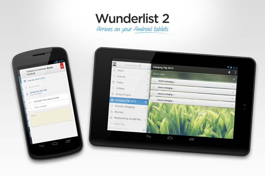 Update für Wunderlist 2 bringt Unterstützung für Android-Tablets