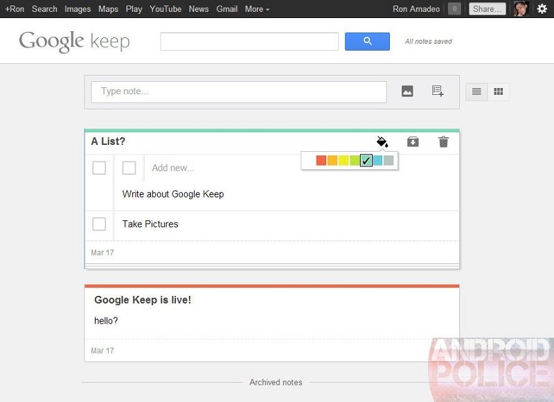 Google Keep: Neuer Notizen-Dienst war kurzzeitig verfügbar