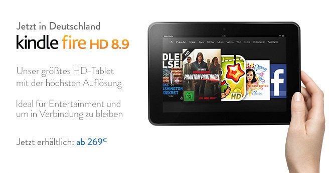 Amazon Kindle Fire HD 8.9 ab sofort in Deutschland für ab 269€ verfügbar
