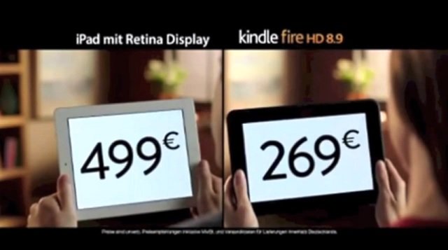Neuer TV Spot - Amazon vergleicht das Kindle Fire HD 8.9 mit dem Apple iPad