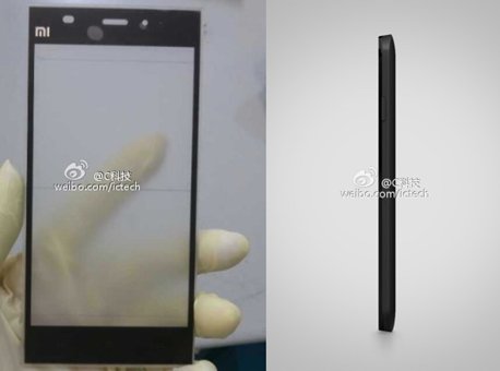 Xiaomi MI-3 Display-Front mit sehr dünnem Rahmen auf erstem Foto