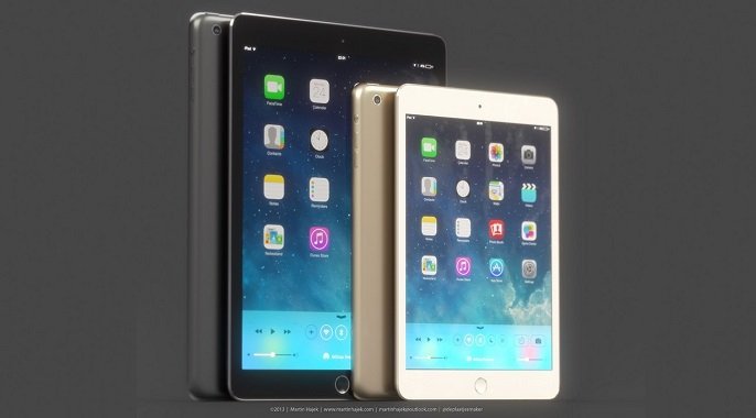 Mockup: iPad mini 2 in Gold & mit Touch ID - In Zukunft mit reflexionsarmen Displays?