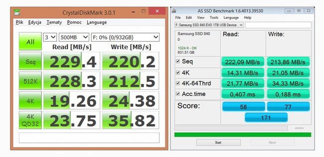 Asus Transformer Book T100 500 GB HDD SSD evo 840 benchmark