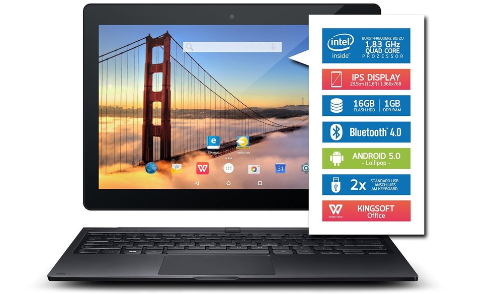 Odys Evolution 12 mit 11.6 Zoll, Tastatur-Dock & Android 5.0 für 229€ vorbestellbar