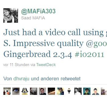 GoogleTalk-Videochat für Android 2.3.4 auf der I/O 2011?