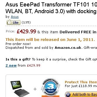 Asus Eee Pad Transformer verspätet sich: Verkaufsstart doch erst im Juni?